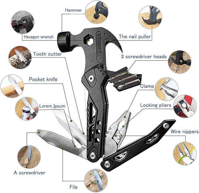 14 in 1 Stainless Steel Multifunctional Hammer Tool.
