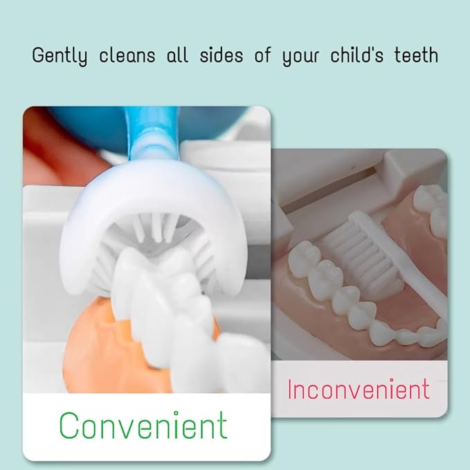 2X Three-Sided Children's Toothbrush -  (Blue + Pink )