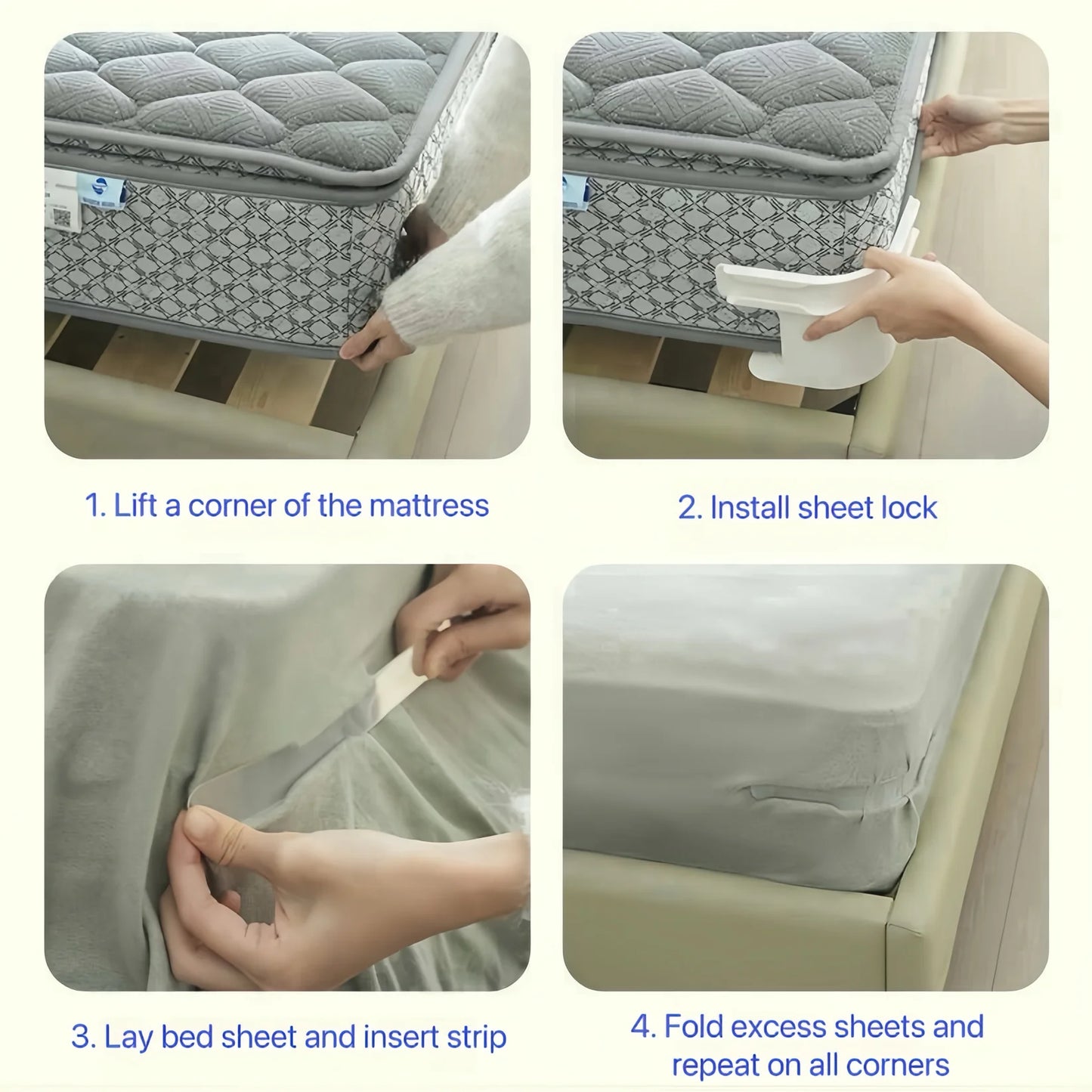 4x Sheet Secure Lock - Keep Your Bed Tidy & Comfortable
