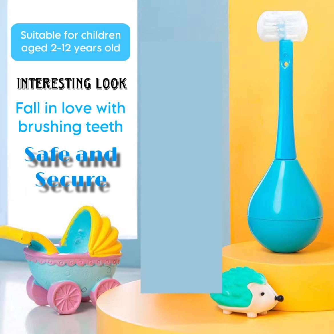 2X Three-Sided Children's Toothbrush -  (Blue + Pink )