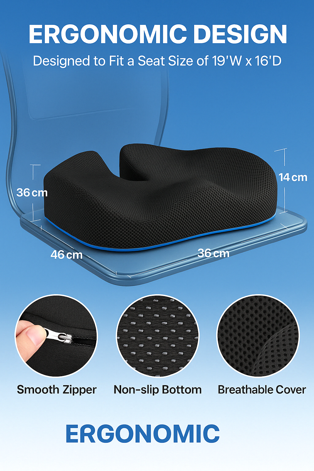 Ergonomic 3D Car seat cushion