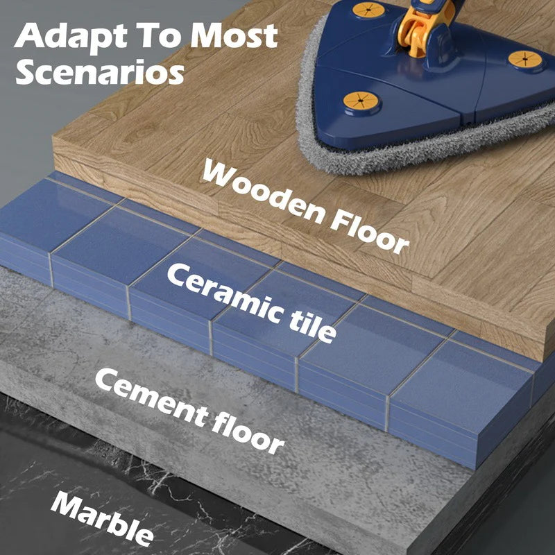 360° Rotatable Triangle Cleaning Mop with Stainless Steel Long Handle