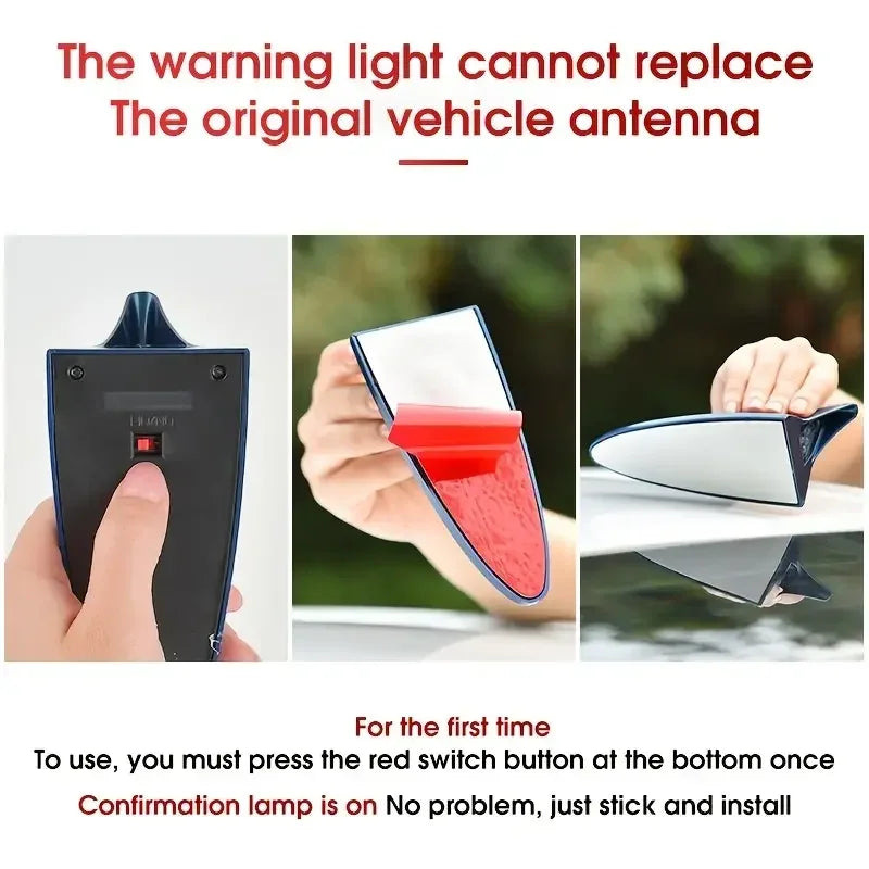 Black - Shark Fin Solar Warning Light for Car