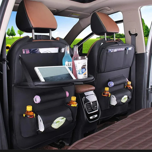 Car Back Seat Organizer With Foldable Tray