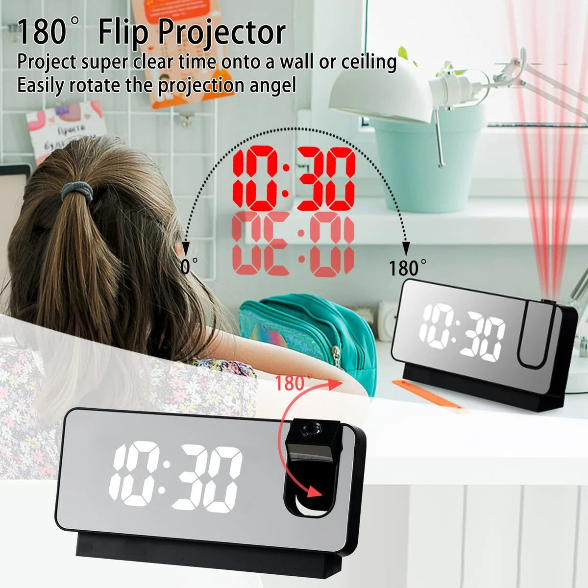 Mirror projection alarm clock