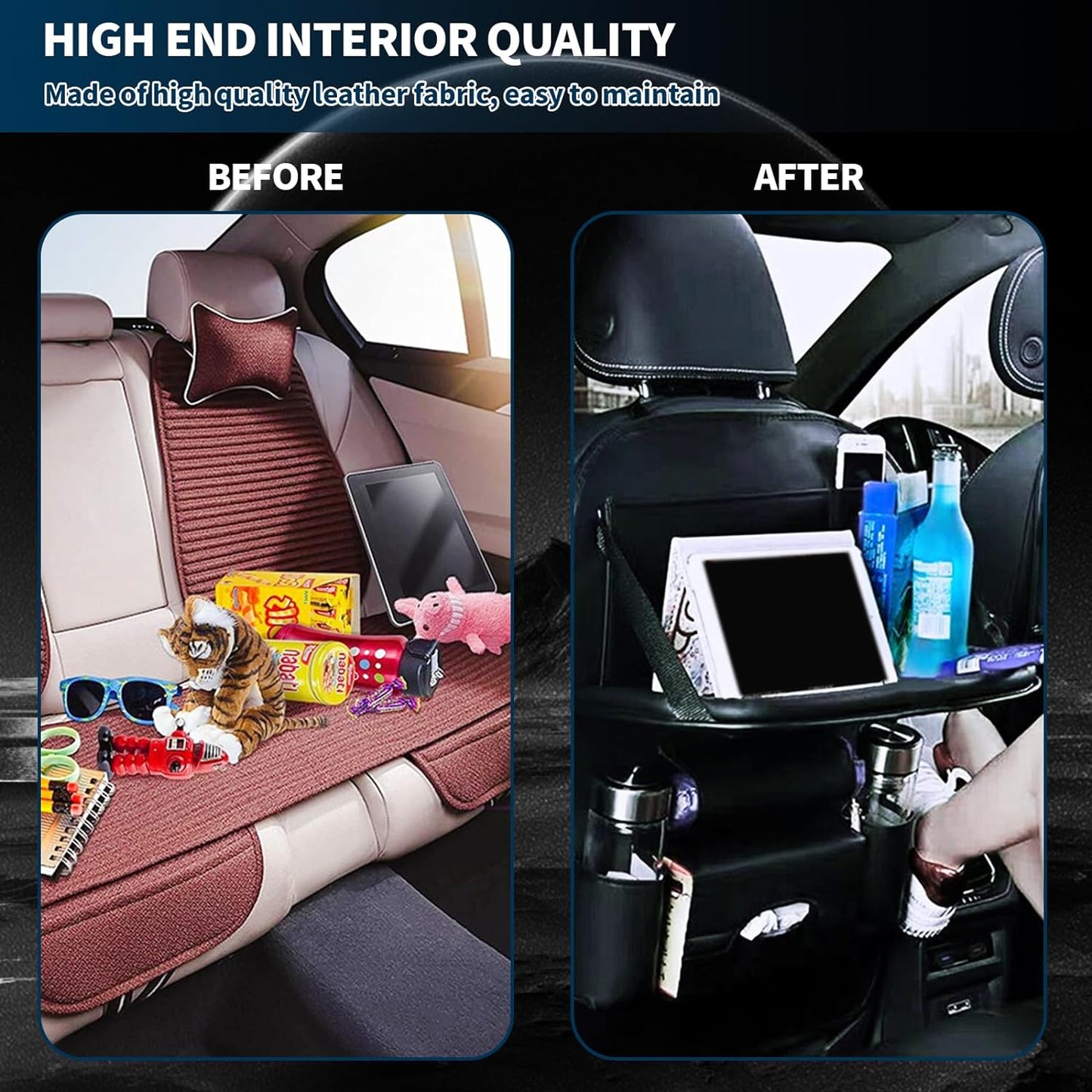 Car Back Seat Organizer With Foldable Tray