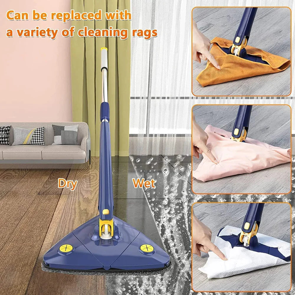 360° Rotatable Triangle Cleaning Mop with Stainless Steel Long Handle