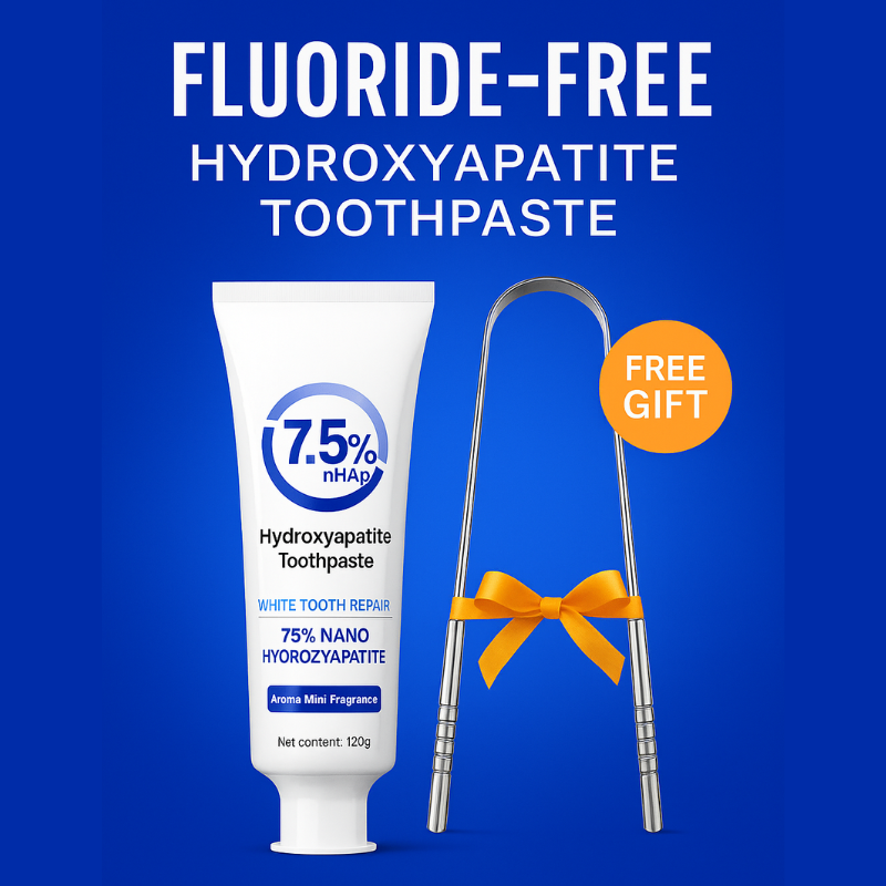 Fluoride-Free Hydroxyapatite Toothpaste + Tongue Cleaner Gift